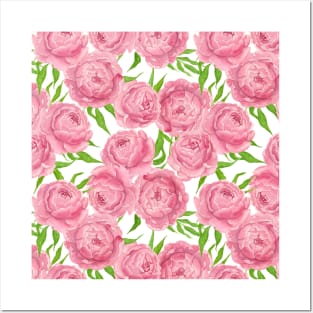 Pink peonies watercolor Posters and Art